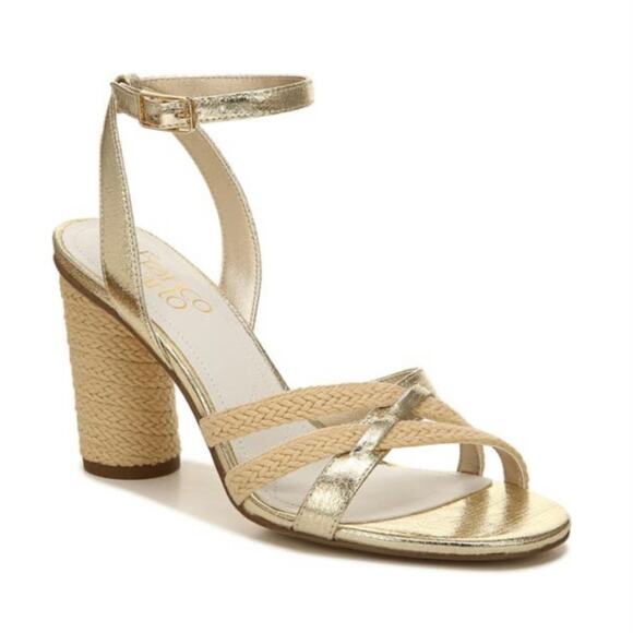 Franco Sarto Womens 8 Olina Jute Block Heel Ankle Strap Sandal NEW - Picture 1 of 11
